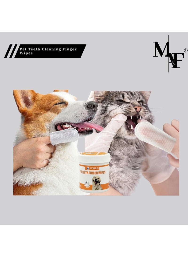 M.A&F's Teeth & Ear Cleaning Wipes for Dogs & Cats, Remove Bad Breath by Removing Plaque and Tartar Buildup No-Rinse Dog Finger Toothbrush, Disposable Gentle Cleaning & Gum Care Pet Wipes - Image 1